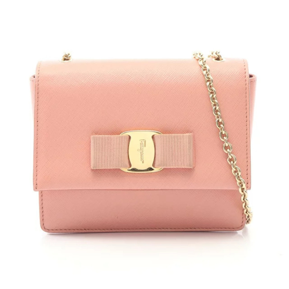 Salvatore Ferragamo Vara Ribbon Shoulder Bag Leather Pink